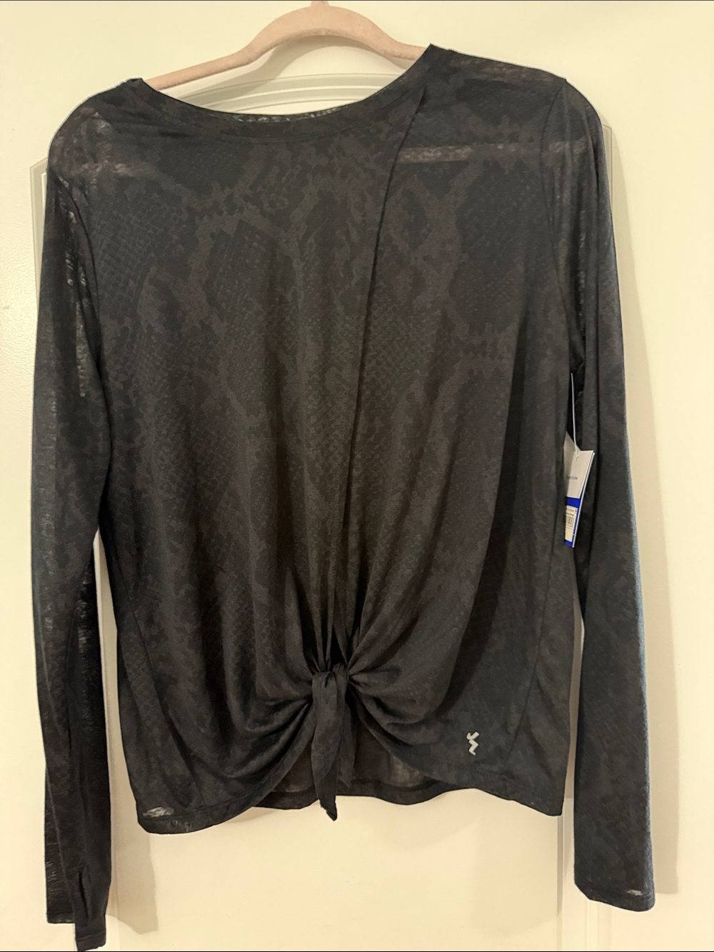 JoyLab Black Long-Sleeve Tie-Front Top